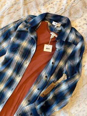 Blue Plaid Button-up duster - Savannah 7s